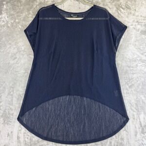 Threadz Australia Navy Blue Sheer‎ High Low Tunic Top Womens Sm Flowy (1355)